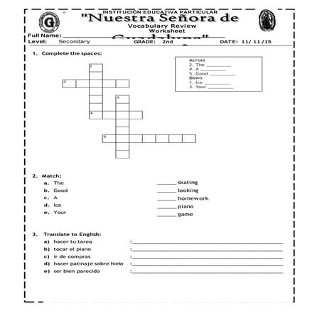 Review vocabulary   worksheet