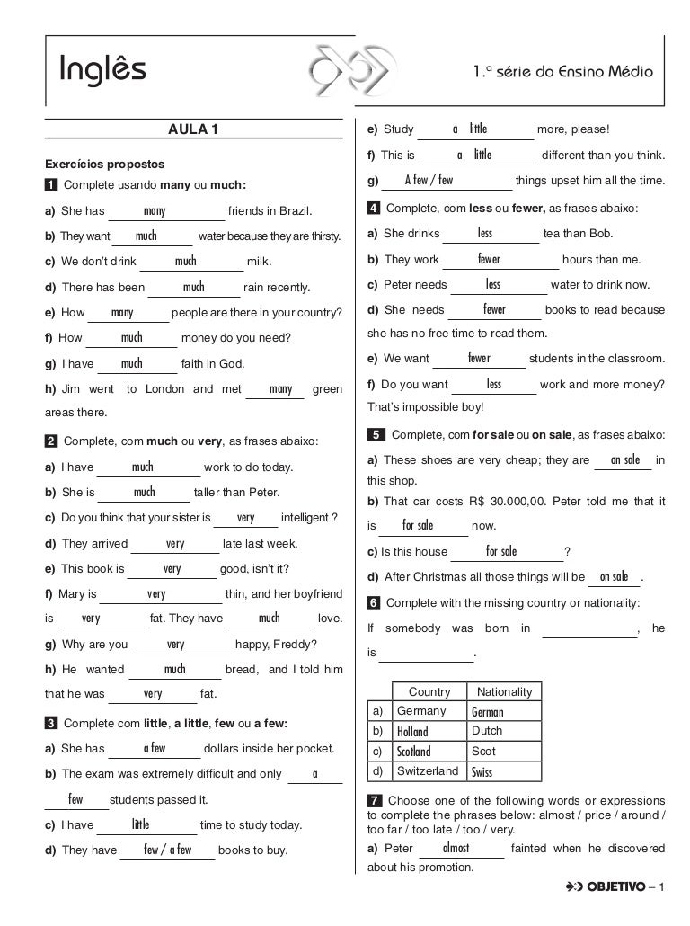 Exercicios De Ingles 6 Ano Verbo There To Be
