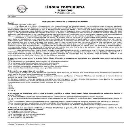 Revisao - interpretação com gabarito