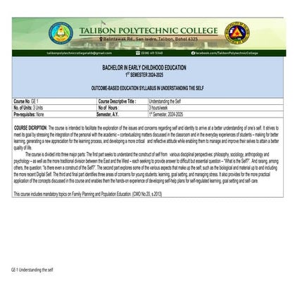 Revised Ge 1 Understandingtheselfsyllabus Docx