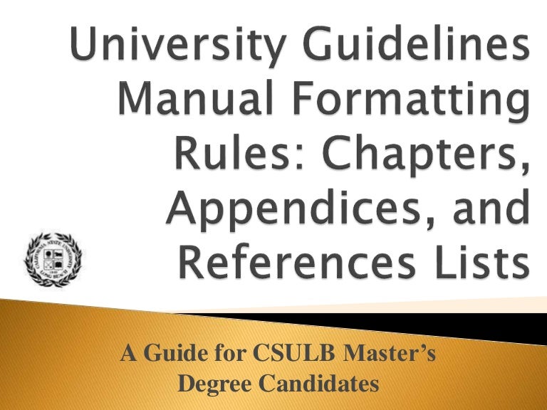 Revised 2016 New Rules University Guidelines Manual Format Rules Chap…