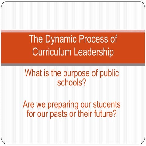 Curriculum Leadership Course 2009 Overview