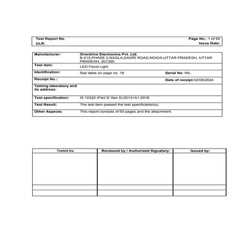 Led downlight tuv gs test report | PDF