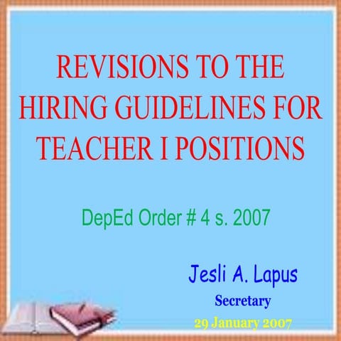 Revised hiring guidelines for teacher i positions