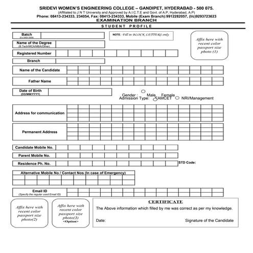 Revised student profile format