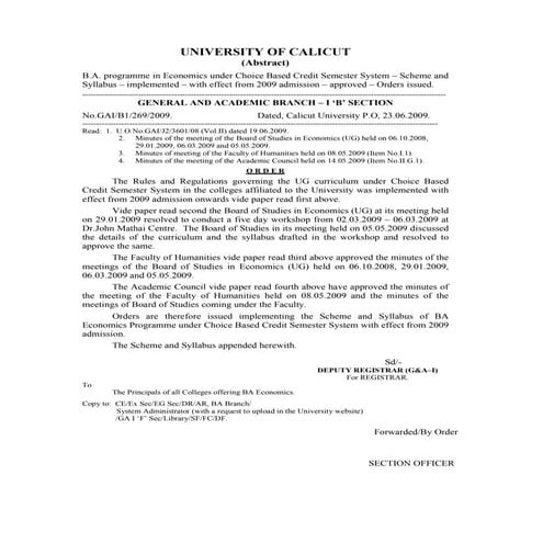 Syllabus for BA Economics 