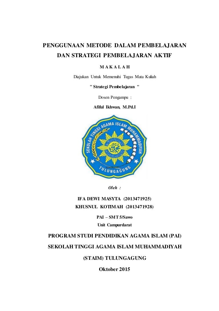 Revisi Makalah Penggunaan Metode Dalam Pembelajaran Dan Strategi Pemb