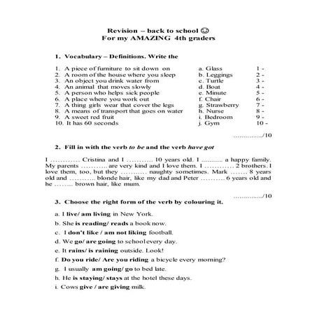 Back to school revision 