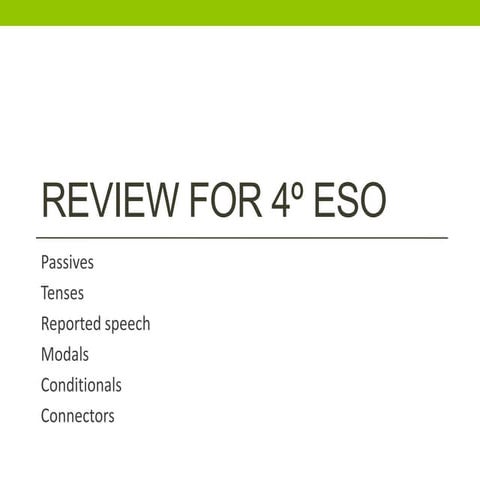 Grammar revision for 4º ESO