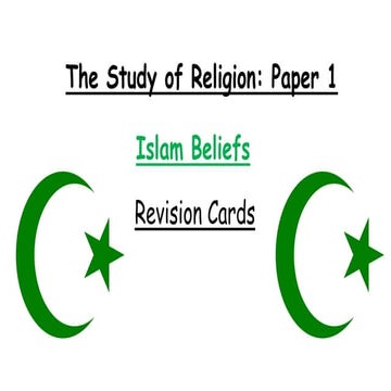 Revision Cards- Islam Beliefs gcse re aqa