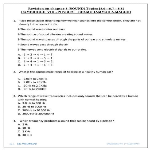 Revision ch8 sound (8.6 & 8.7& 8.8)