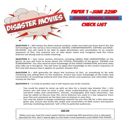 GCSE FILM STUDIES EXAMPLE PAPER | PDF