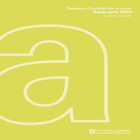 Revision checklist for A LEVEL GEOGRAPHY