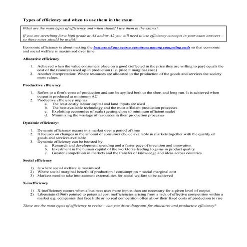 Revision Efficiency: types & exam uses