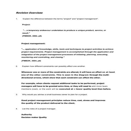 Revision exercise memorandum