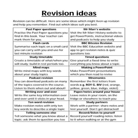 Revision ideas