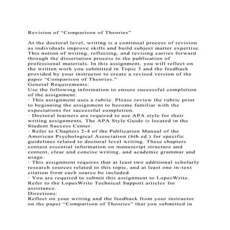 Revision of Comparison of Theories” At the doctoral level, wr.docx