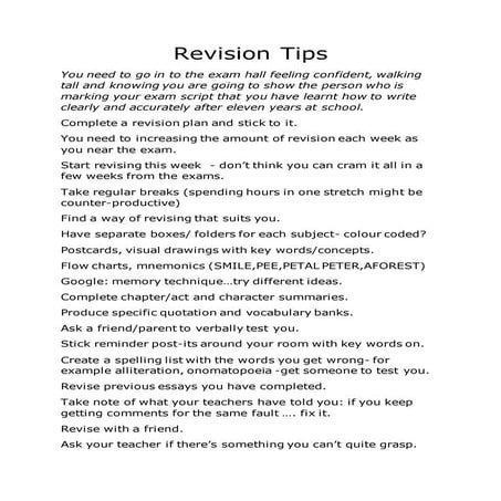 Revision tips english