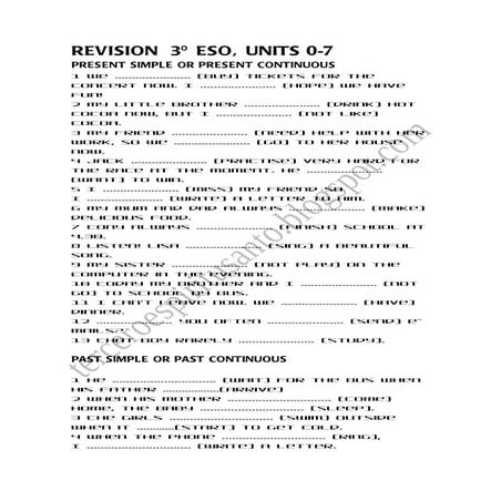 Revision units 0 -7 ( 3º ESO)