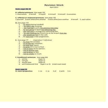 Revision work 5 year9