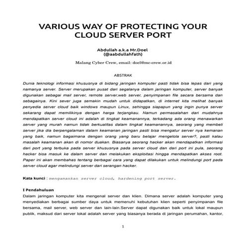 Various way of protecting your cloud server port - Abdullah