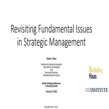 Revisiting Fundamental Issues in Strategic Management