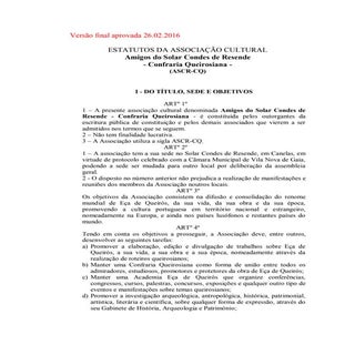 Revisão dos estatutos AGE  de 2016....