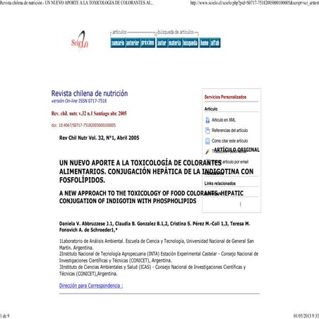 Revista chilena de nutrición   un nuevo aporte a la toxicología de colorantes...