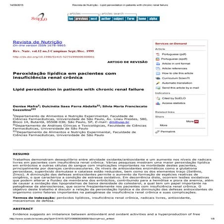 Revista de nutrição   lipid peroxidation in patients with chronic renal failure
