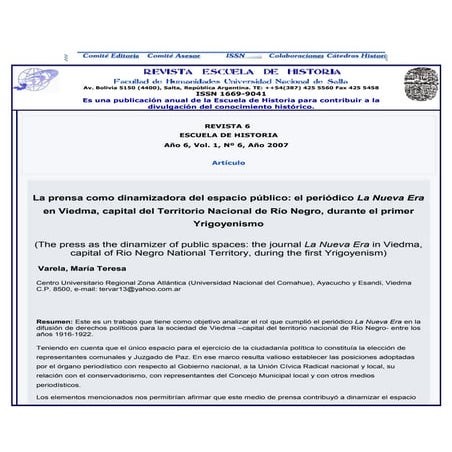 Revista escuela de historia de salta