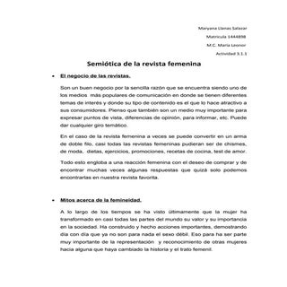 La semiótica de la revista femenina