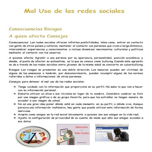 Revista virtual sobre el mal uso de las redes sociales | DOCX