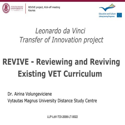 REVIVE pedagogical approach