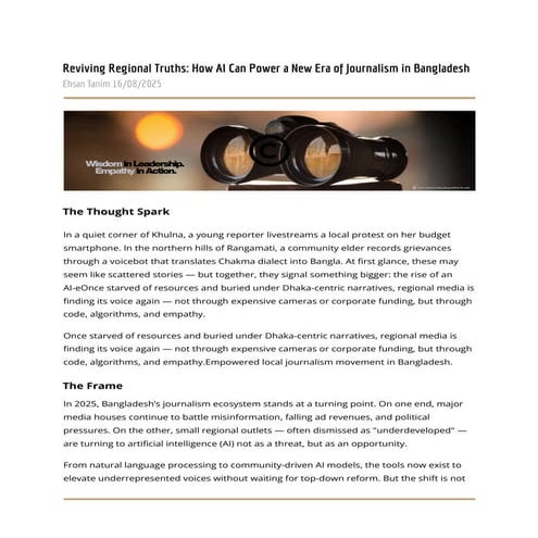 Reviving Regional Truths: How AI Can Power a New Era of Journalism in Bangladesh