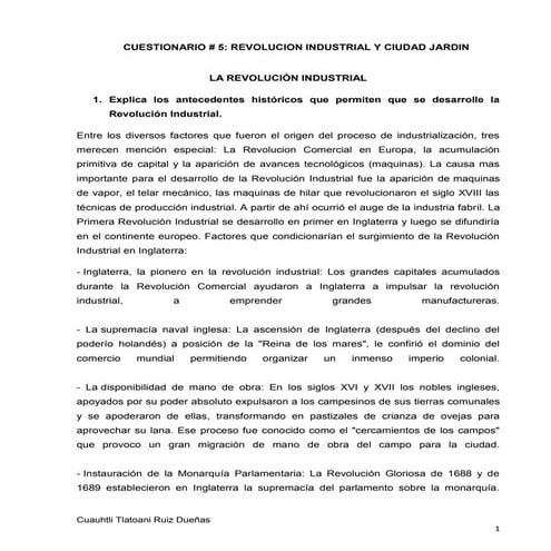 Revolucion industrial y plan de paris haussman