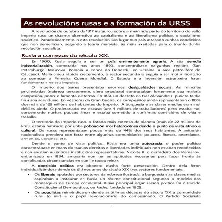 A revolución rusa e a formación da URSS