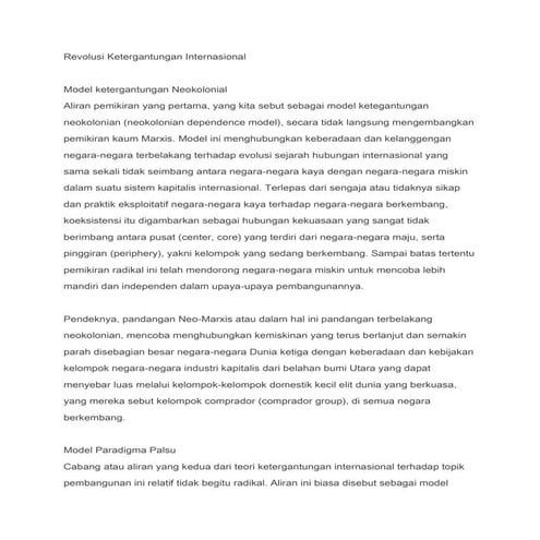 Revolusi ketergantungan internasional mentah