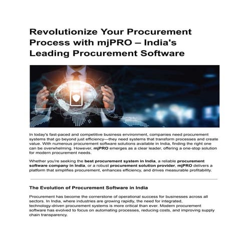 Revolutionize Your Procurement Process with mjPRO – India's Leading ...