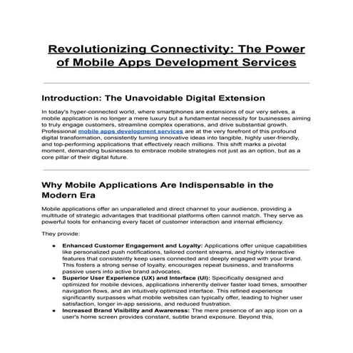 Revolutionizing Connectivity_ The Power of Mobile Apps Development Services.pdf