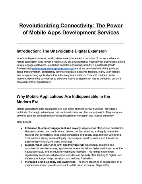 Revolutionizing Connectivity_ The Power of Mobile Apps Development Services.pdf