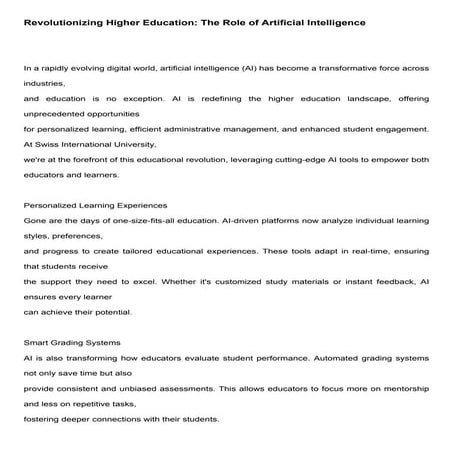 How AI is Revolutionizing Higher Education!