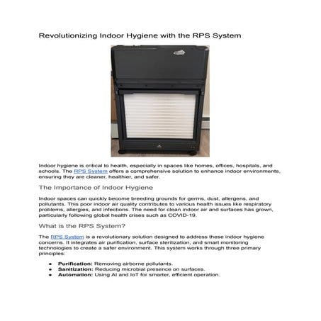 RPS System: Revolutionizing Indoor Hygiene | PDF