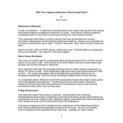 Will Your Advertising Agency Become a Revolving Door?