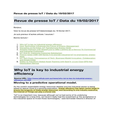 Revue de presse IoT / Data du 19/02/2017
