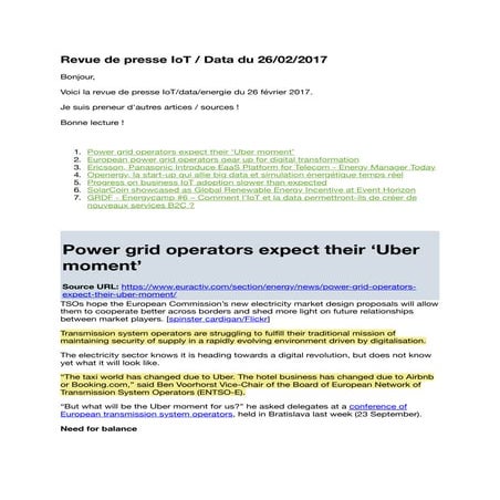 Revue de presse IoT / Data du 26/02/2017