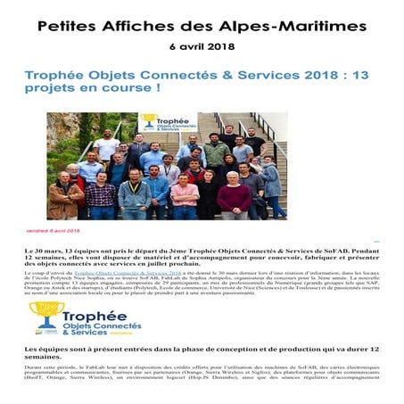 Revue de presse avril 2018