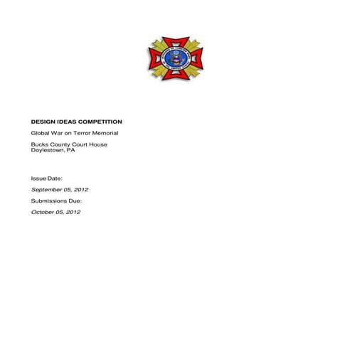 Revised Bucks County Global War on Terror Memorial Design Competition Packet