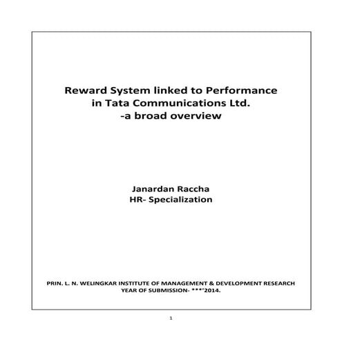Reward system linked to peformance- a broad overview