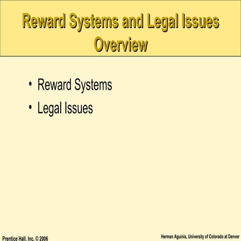 Reward systems & legal issues