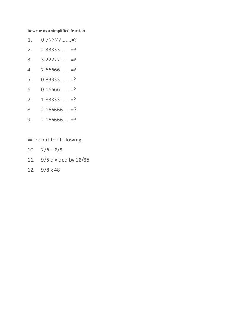Rewrite As A Simplified Fraction